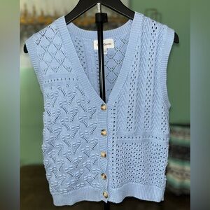 Heartloom 100% Cotton Light Blue V-Neck Sweater Vest Size-Small